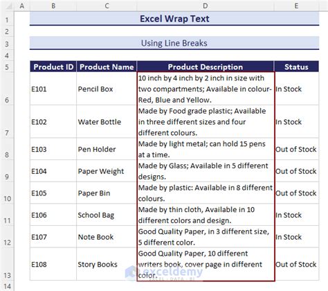 Difference between wrap text and manual line breaks