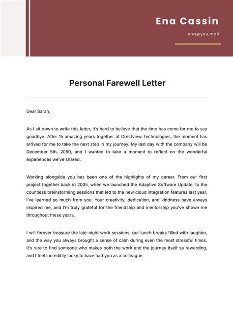Different types of farewell letters
