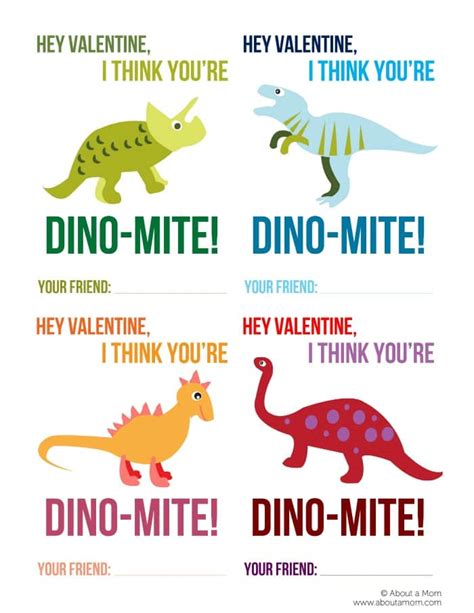 Dinosaur Valentine Printable