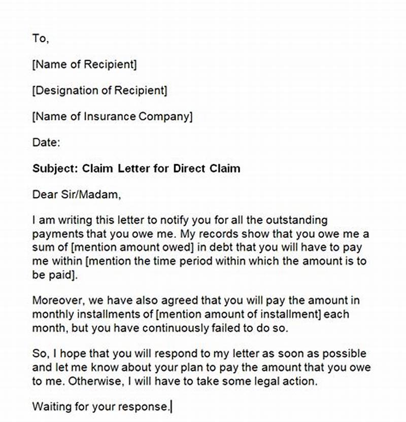 Direct Claim Letter Example