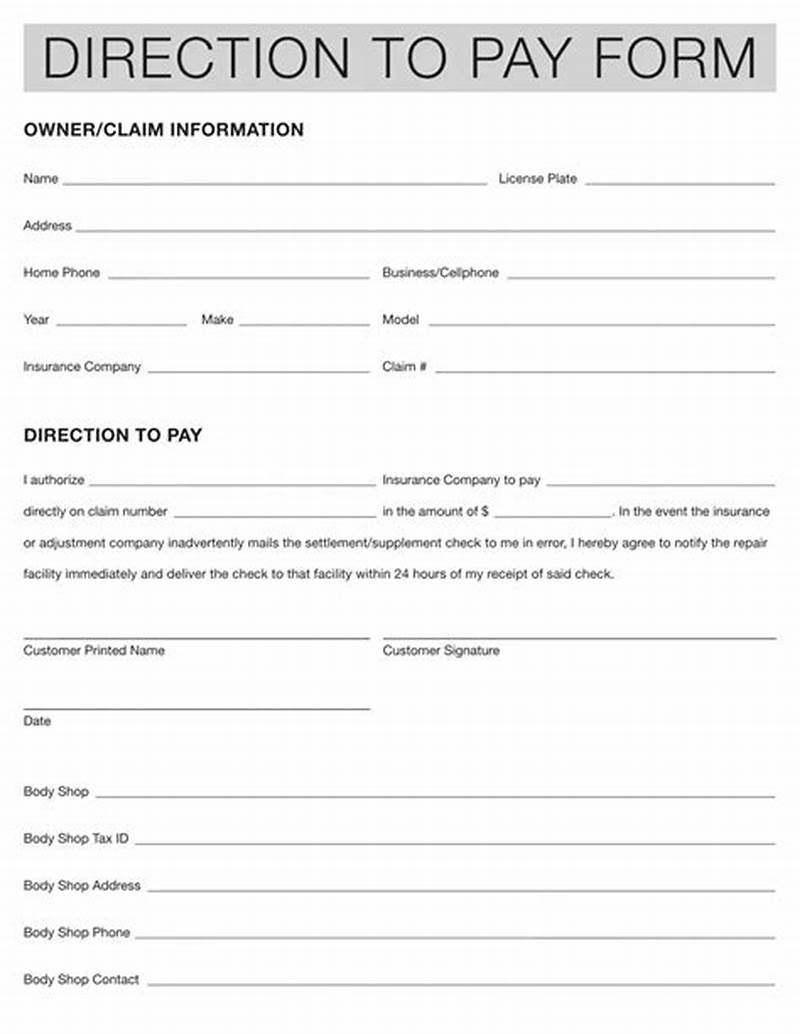 Direction To Pay Form For Insurance