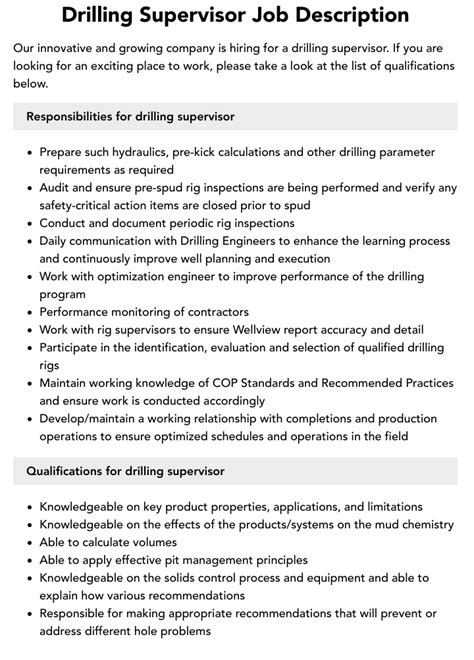 Directional Drilling Supervisor Jobs Template