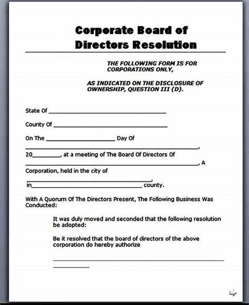 Directors Resolution Form