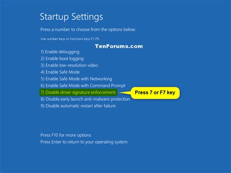 Disable Driver Signature Enforcement