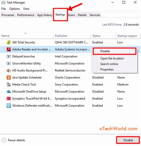 Disable Startup Programs in Task Manager