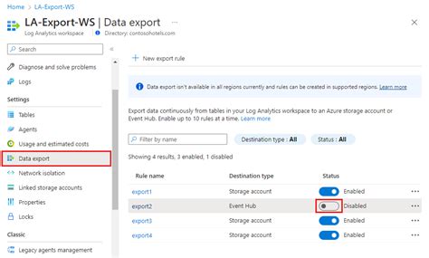 How can I disable an export rule