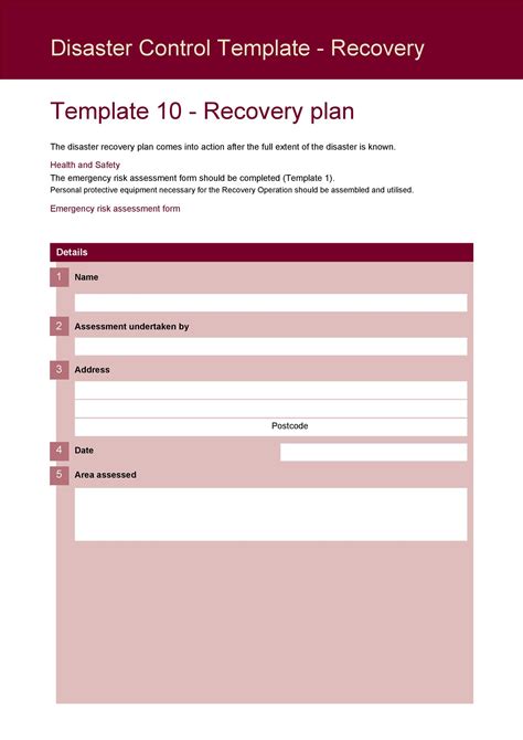 Disaster Recovery Template Free