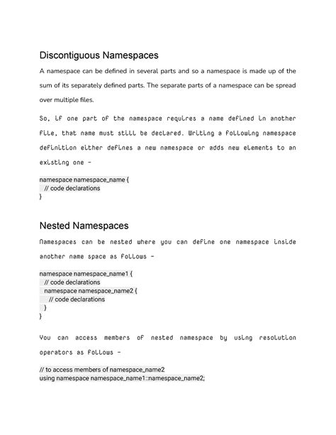 Discontiguous Namespaces