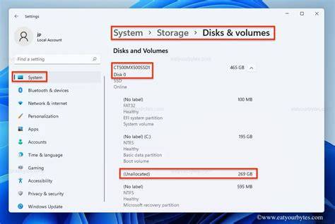 Disk and Volumes Settings