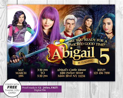Disney Descendants 2 Free Printable Invitations Movie Ticket
