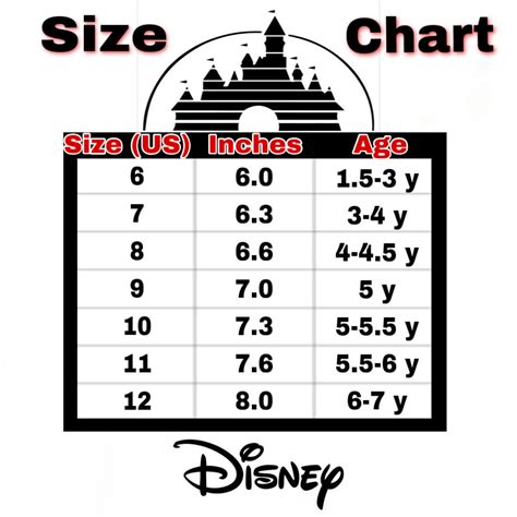 Disney Size Chart