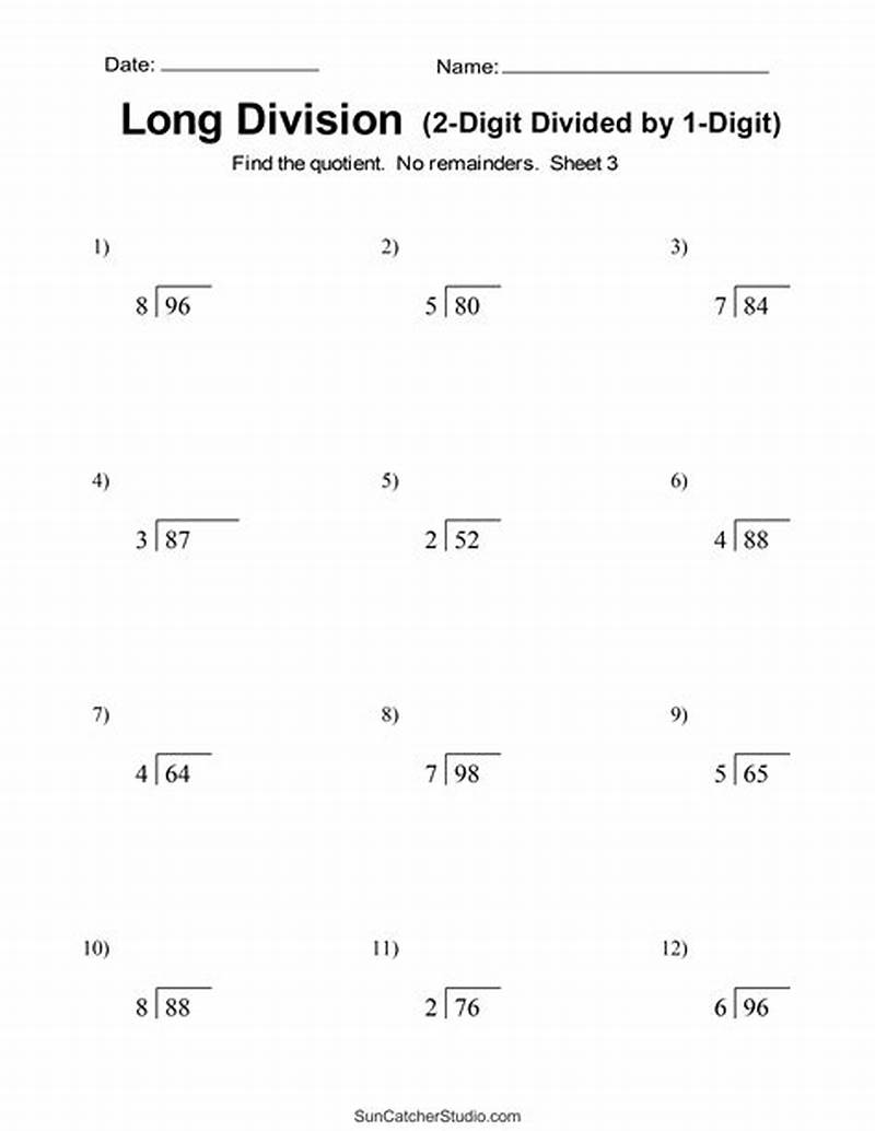 Division Problems Printable