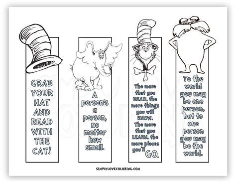 Diy Printable Free Printable Dr Seuss Bookmarks To Color