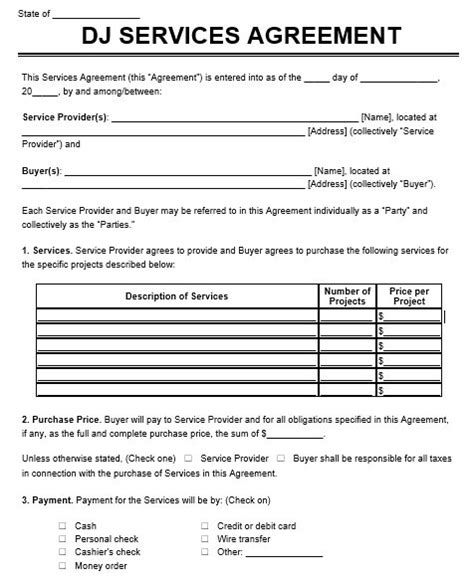 Dj Agreement Template