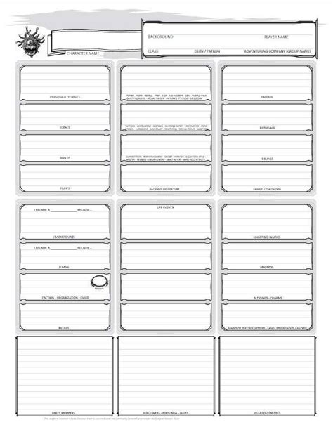 Dnd Character Backstory Template
