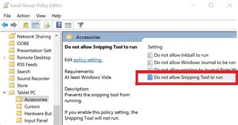 Do not allow Snipping Tool to run Setting in Group Policy Editor