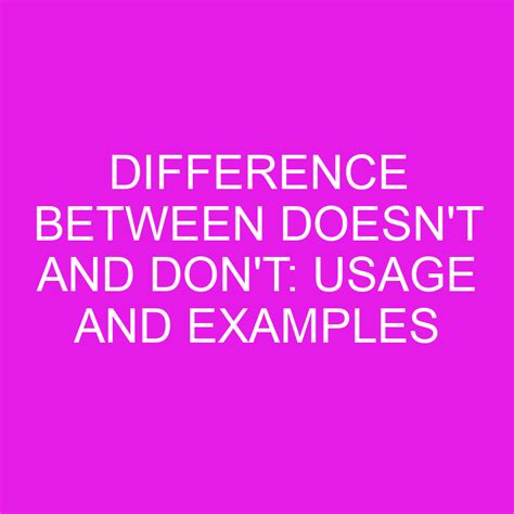 Don't Usage Examples