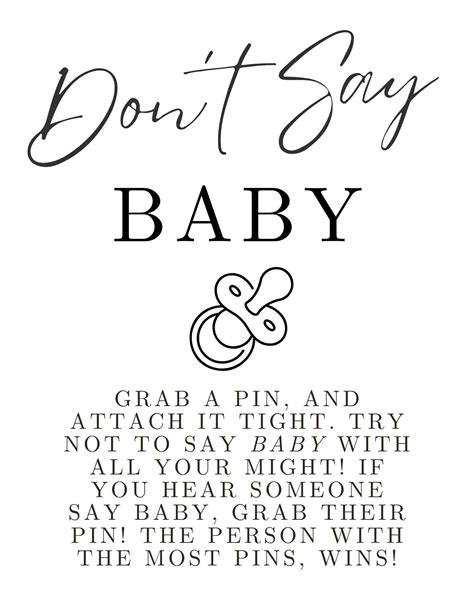 Don T Say Baby Sign Printable Free
