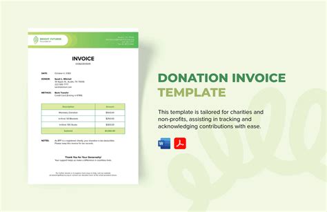 Donation Invoice Template Word