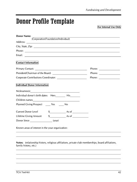 Donor Profile Template