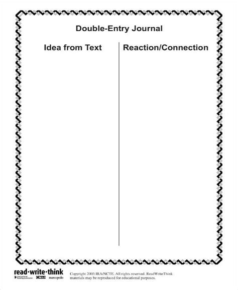 Double Entry Journal Template