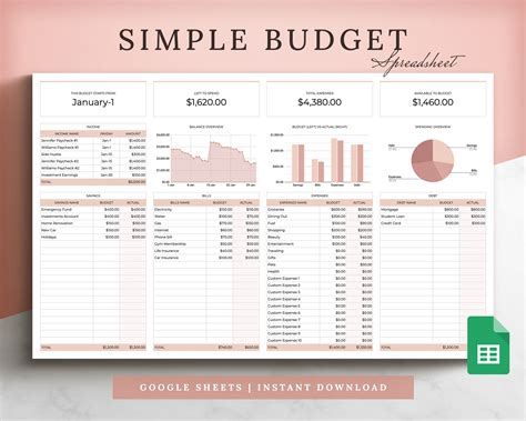 Downloadable Budget Template Google Sheets