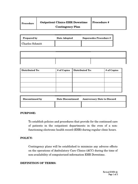 Downtime Procedures Template