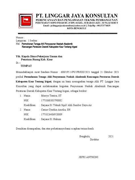 Draft Surat Balasan Profesional