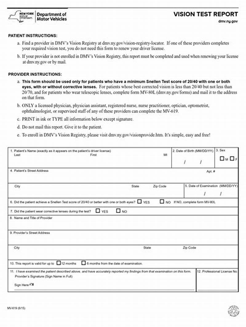 Driver Vision Testing Certification Form