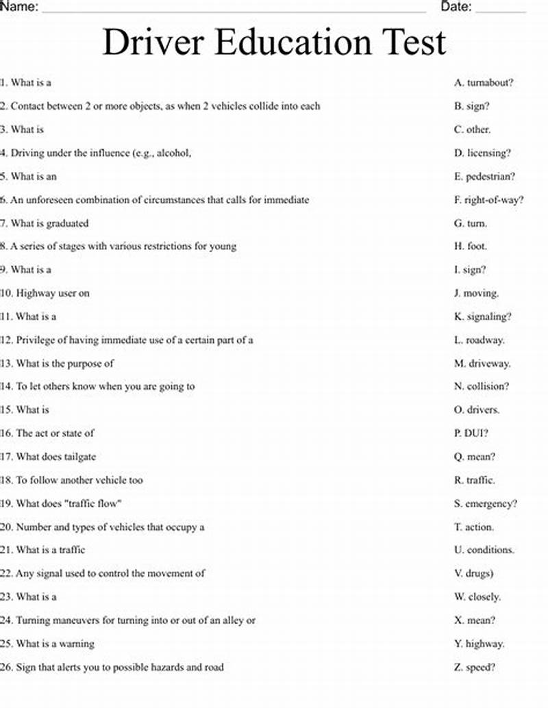 Drivers Ed Practice Test Printable