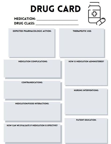Drug Card Template Nursing