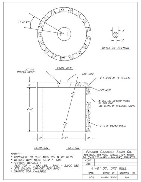 Dry Well Size Chart