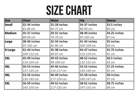 Dsg Size Chart