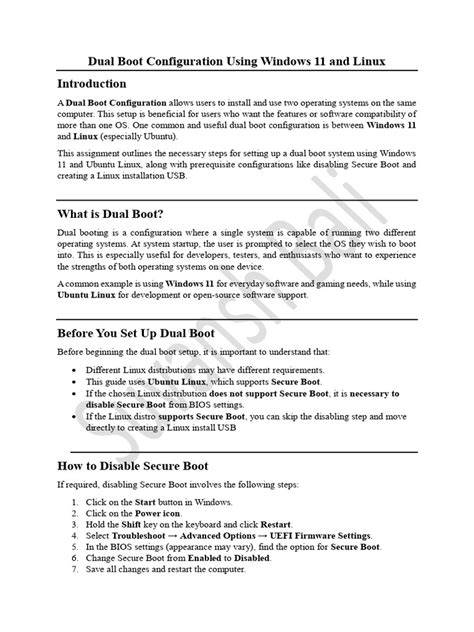 Dual Boot Configuration