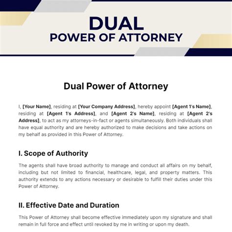 Dual Power Of Attorney Template
