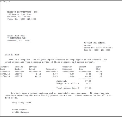 Dunning Letter Template