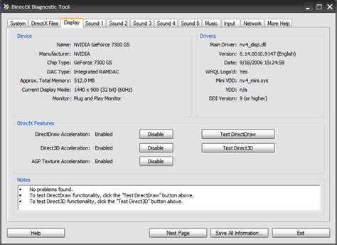 DxDiag Sound Tab