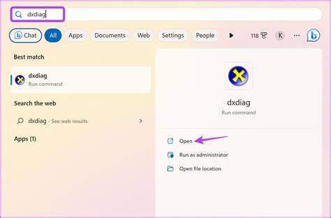 DxDiag Start Menu