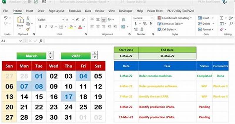 Dynamic Calendar With Task List Excel