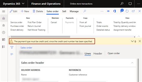 Dynamics 365 Commerce Payment Error Message
