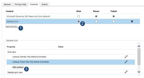 Dynamics 365 Editable Grid Control Properties