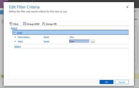Dynamics 365 Filter Criteria