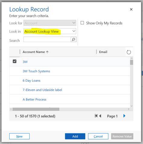 Dynamics 365 Lookup View Selector