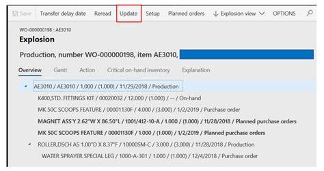 Dynamics 365 Production Order BOM Explosion