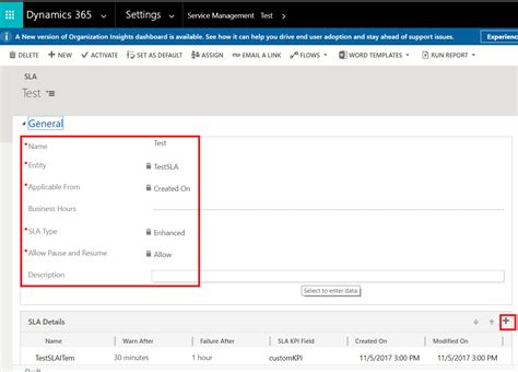 Dynamics 365 SLA Primary Entity