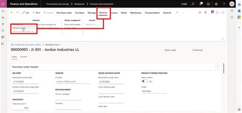 Dynamics 365 Streamlining Product Receipt Confirmation