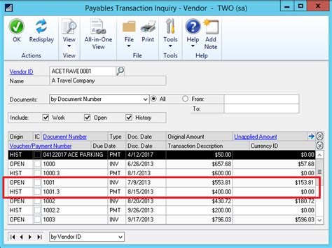 Dynamics GP Credit Memo Applied Amount