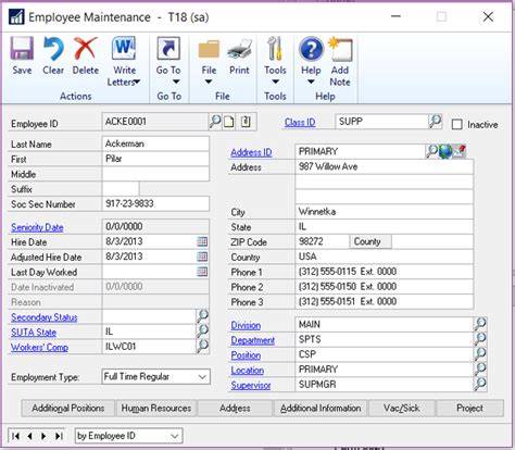 Dynamics GP Employee Maintenance