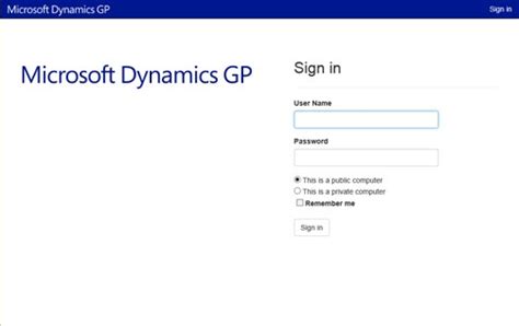 Microsoft Dynamics GP Login