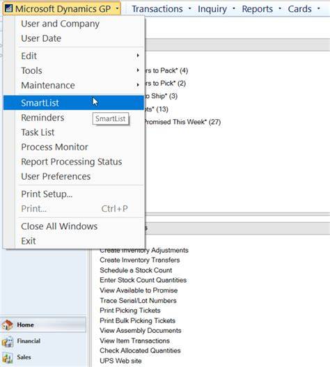 Dynamics GP Smartlist Customization